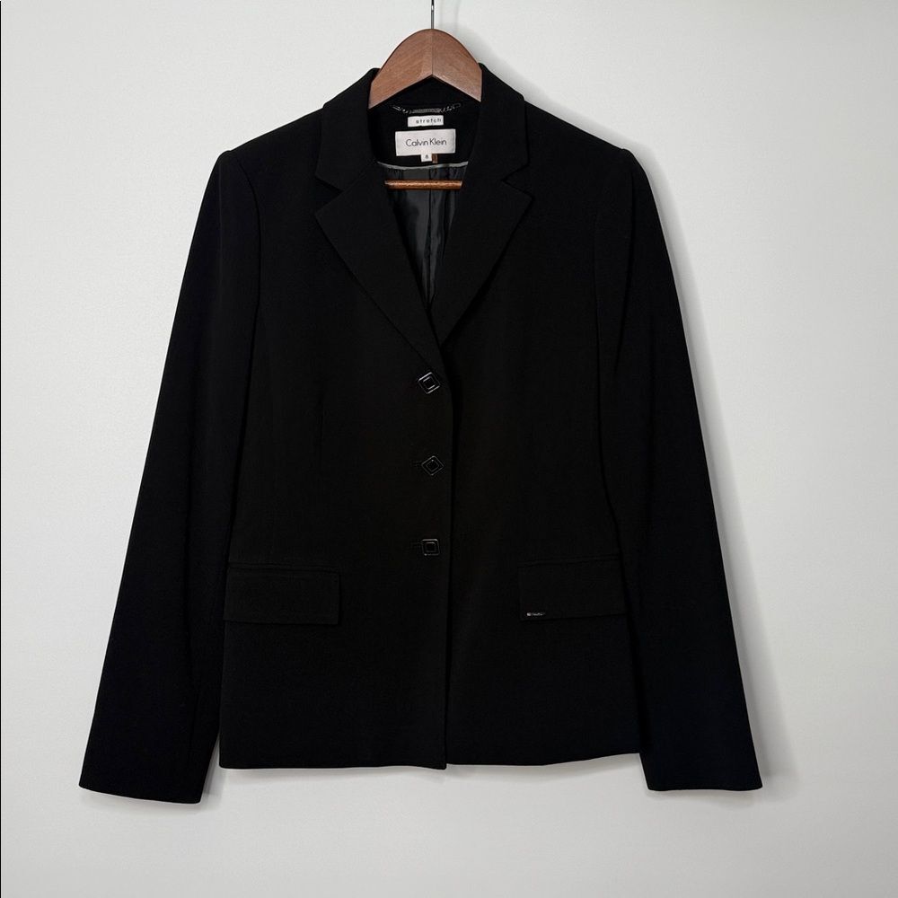 Calvin Klein Stretch Women's Classic Black Suit Jacket Size 8
